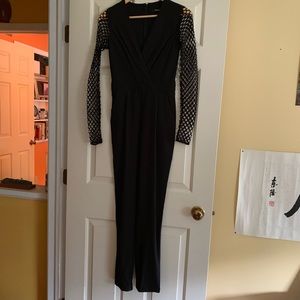 Amazing Sexy black mesh long sleeve jumpsuit XS